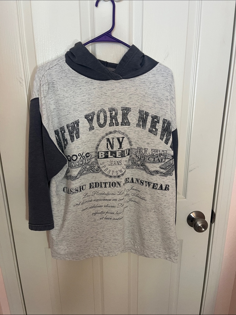 Kids Raglan Hoodie Top - Gray and Charcoal